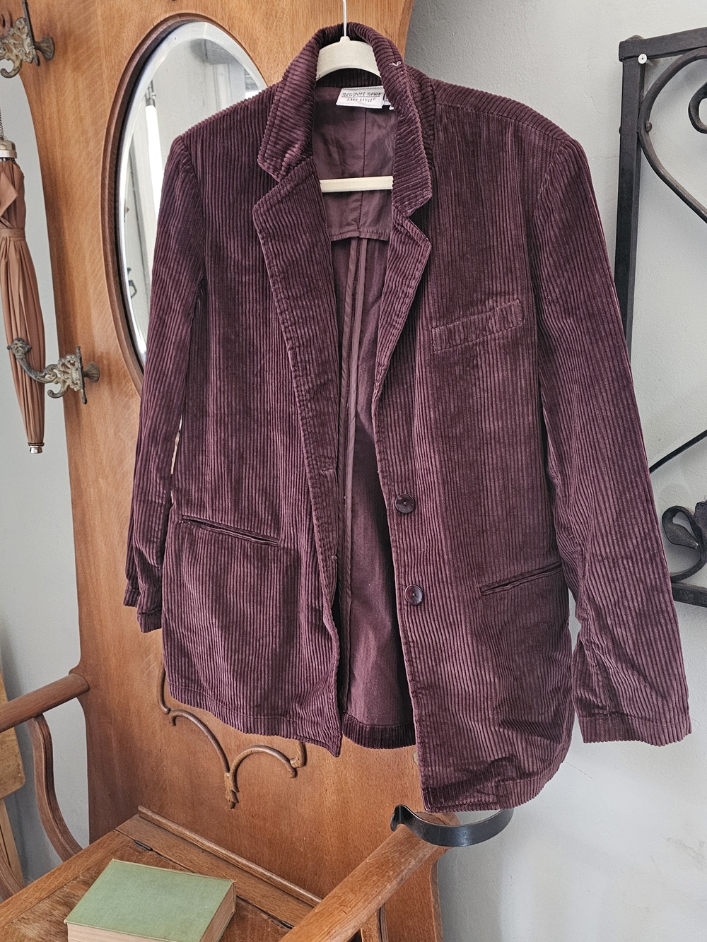 Newport News Corduroy Blazer Jacket - Deep Wine